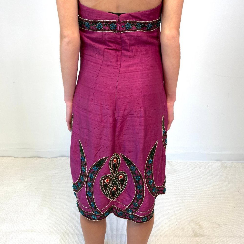 Vintage Tibi XS Silk Beaded Dress Purple AS-IS - Picture 8 of 16